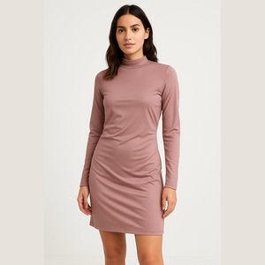 Nordstrom Glamorous Blush Long Sleeve Mock Neck Dress